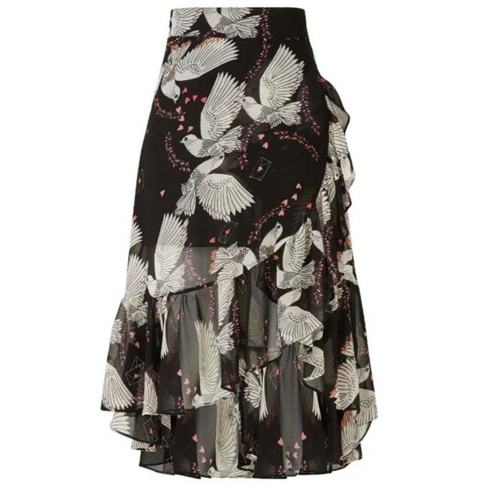 Rebecca‎ Minkoff Selena wrap sheer ruffle midi skirt women’s Xs